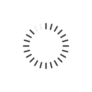 在白色背景上以现代风格加载圆形黑色符号平面矢量图上传标志