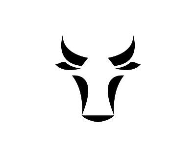 牛和牛头图标插画设计抽象的简单圆圈覆盖白色和灰色的最小的现代典雅