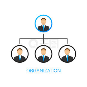 组织结构图。组织结构。商业和商业。团队合作。轮廓符号。职业等级。矢量股票插图。
