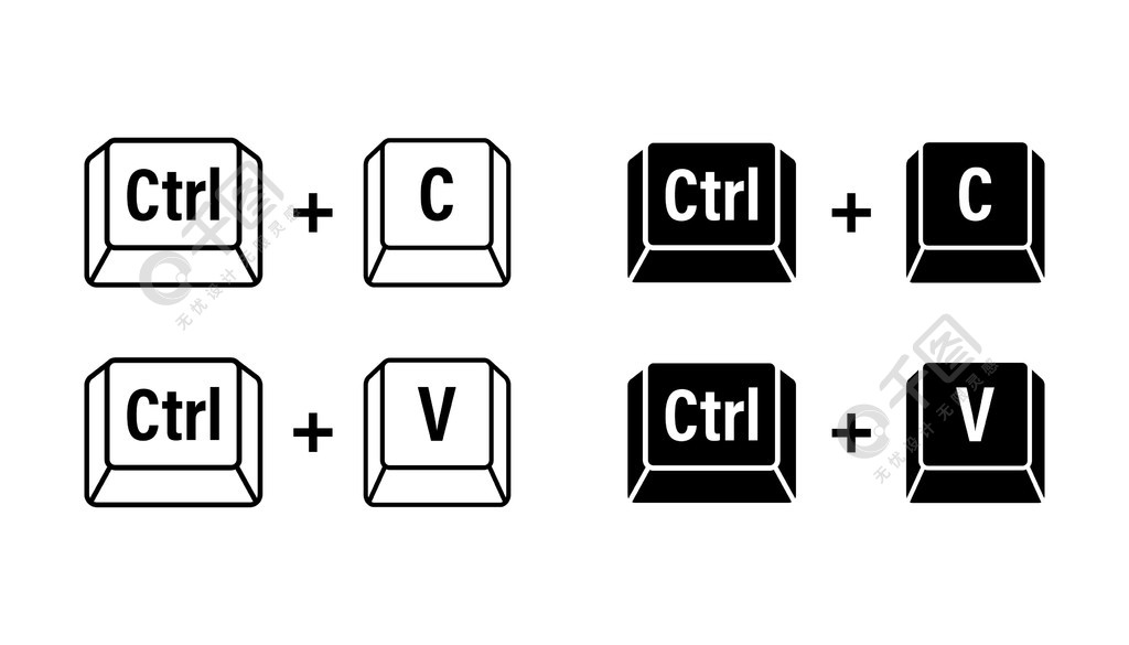 ctrl c 和 ctrl v 計算機鍵盤按鈕.桌面界面.網頁圖標.矢量股票插圖.