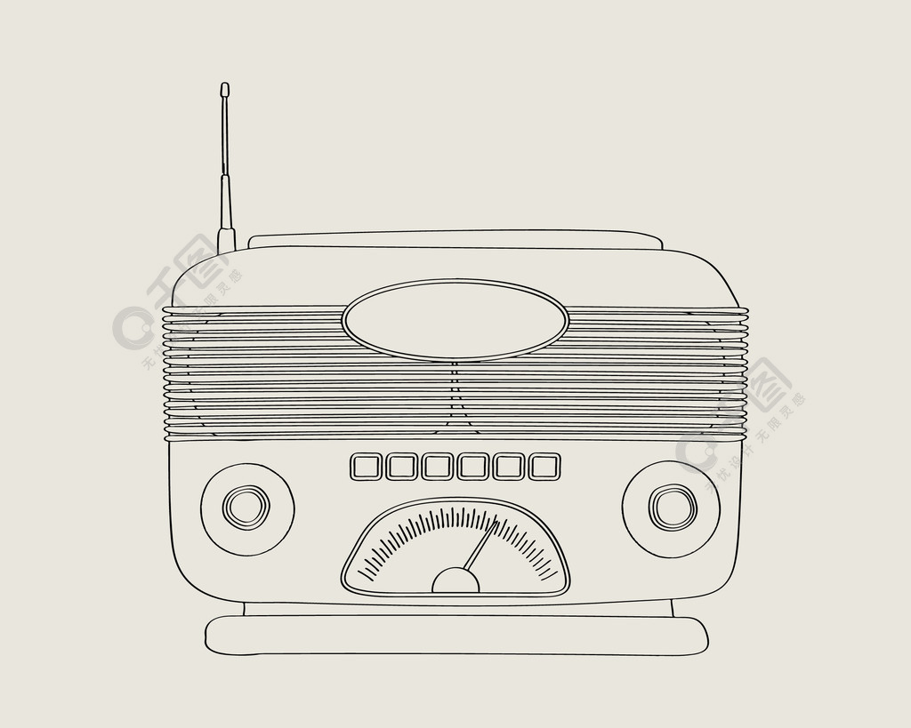 收音机简笔画复古图片
