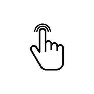 单击图标。<i>手</i><i>指</i>轻敲<i>手</i>食<i>指</i>在白色背景上。矢量孤立的插图。
