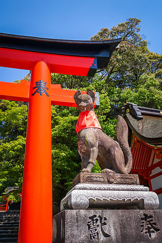 稻荷神社狐狸雕像图片