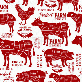 切肉。肉店的图表。矢量图。切肉。肉店的图表。动物剪影。矢量图。无缝模式。