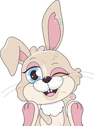 10可爱的米色复活节兔子眨眼卡哇伊卡通矢量人物