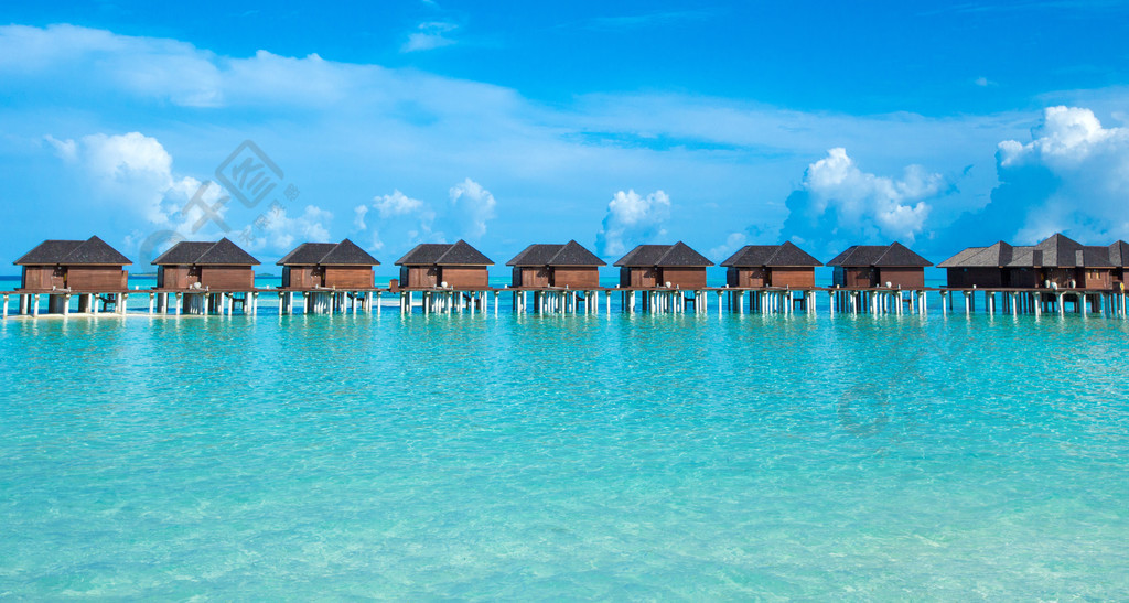 海馬爾代夫有海灘的熱帶馬爾代夫島旅遊風景