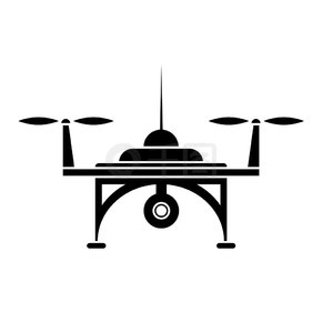 在白色背景上隔离的照片和视频空中无人机图标。现代直升机与数码相机剪影。带遥控器的高科技创新直升机概念。空中无人机图标