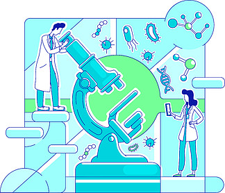 微生物学,生物技术细线概念矢量图解