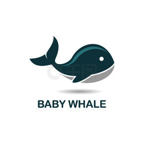 婴儿鲸鱼图标标志创意矢量插图