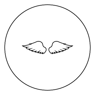 鸟恶魔天使的翅膀一对展开的动物<i>部</i>分飞概念自由理念图标在圆圈圆形轮廓黑色矢量插图平面样式简单图像。鸟恶魔天使的翅膀一对展开的动物<i>部</i>分飞概念自由理念图标在圆圈圆形轮廓黑色矢量插图平面样式图像
