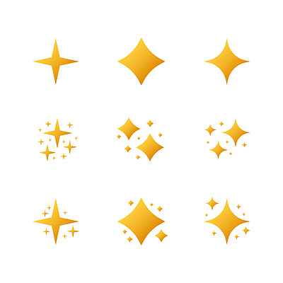 金闪闪发光的符号矢量一组原始矢量星星闪闪发光的图标
