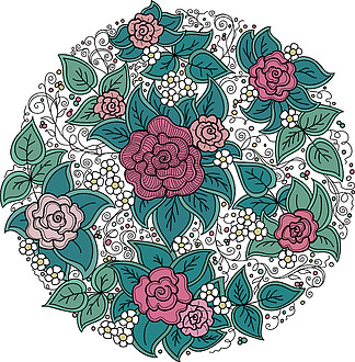 圆形花卉纹样彩色图片