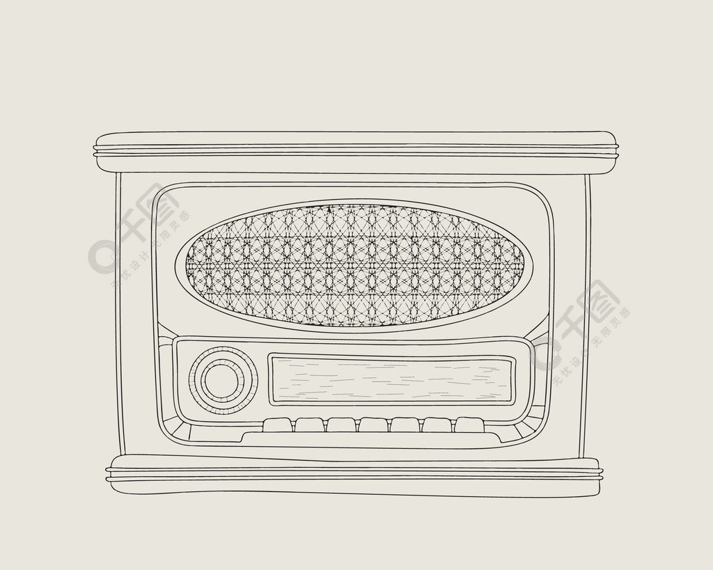 收音机素描静物范画图片