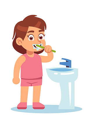 可爱的孩子在浴室早晚常规,用牙刷和新鲜牙膏进行牙科护理,身体口腔