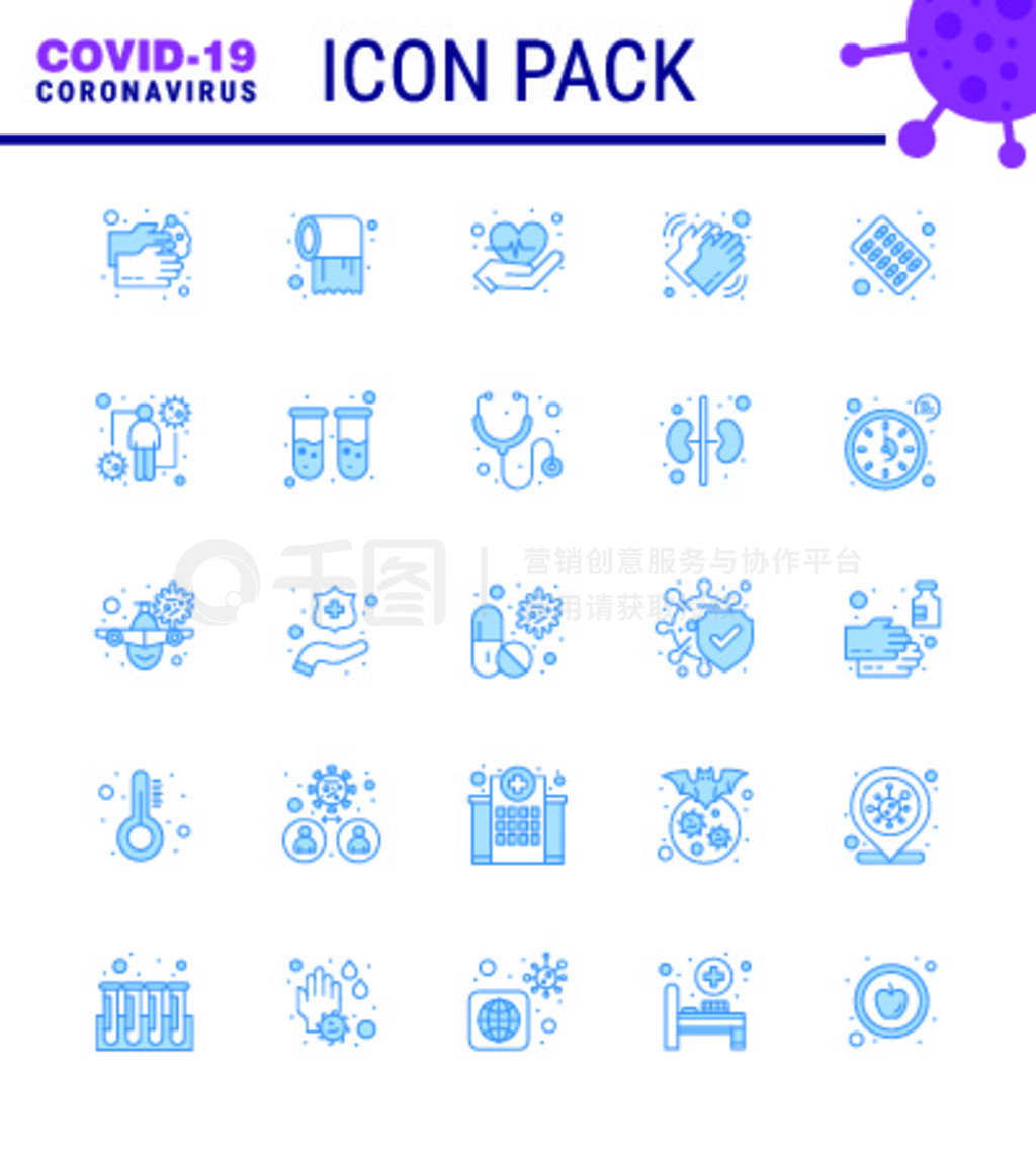 25Coronavirus Emergency Iconset Blue Design罺ҡϴӡֲCoronavirus 2019-novýԪ