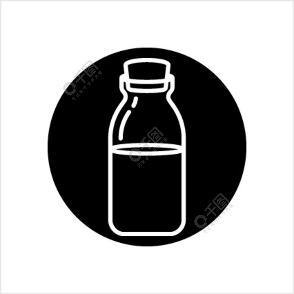 牛奶瓶图标玻璃牛奶瓶矢量艺术插画