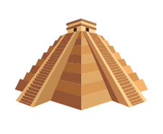 古老的大玛雅金字塔，<i>顶</i><i>部</i>有小立方寺庙，楼梯很长。具有巨大历史价值的老建筑，白色背景上有大台阶孤立的卡通平面矢量图。古玛雅金字塔，<i>顶</i><i>部</i>有寺庙，长楼梯