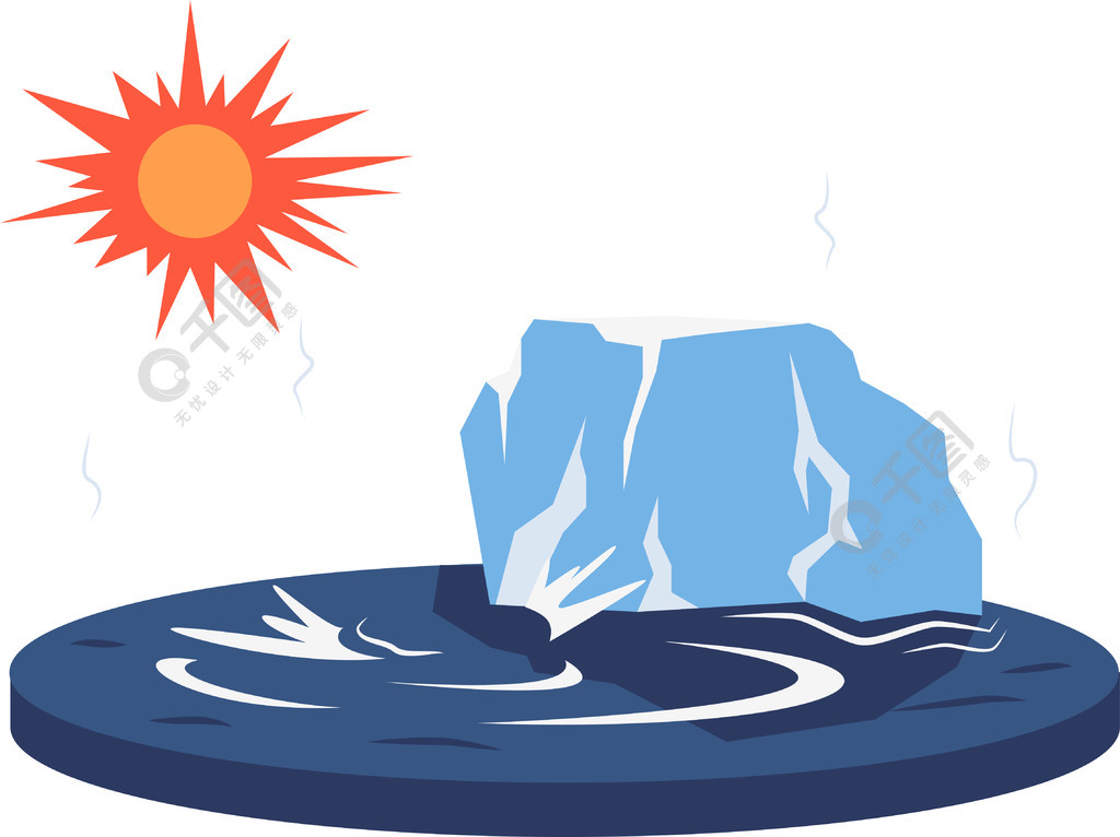 融化的冰川卡通矢量图全球变暖的影响冰川破坏温暖的温度影响气候变化