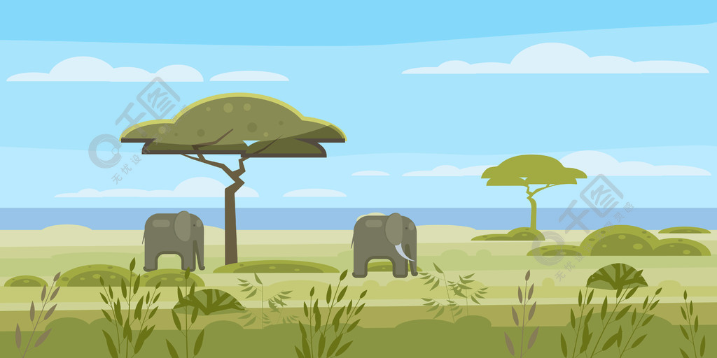 非洲草原象卡通图片