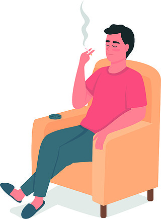 抽烟的家伙,在扶手椅上放着烟灰缸坏习惯