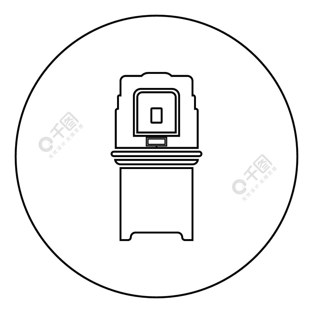 evm 选举设备 vvpat 图标在圆形轮廓黑色矢量插图平面样式简单图像