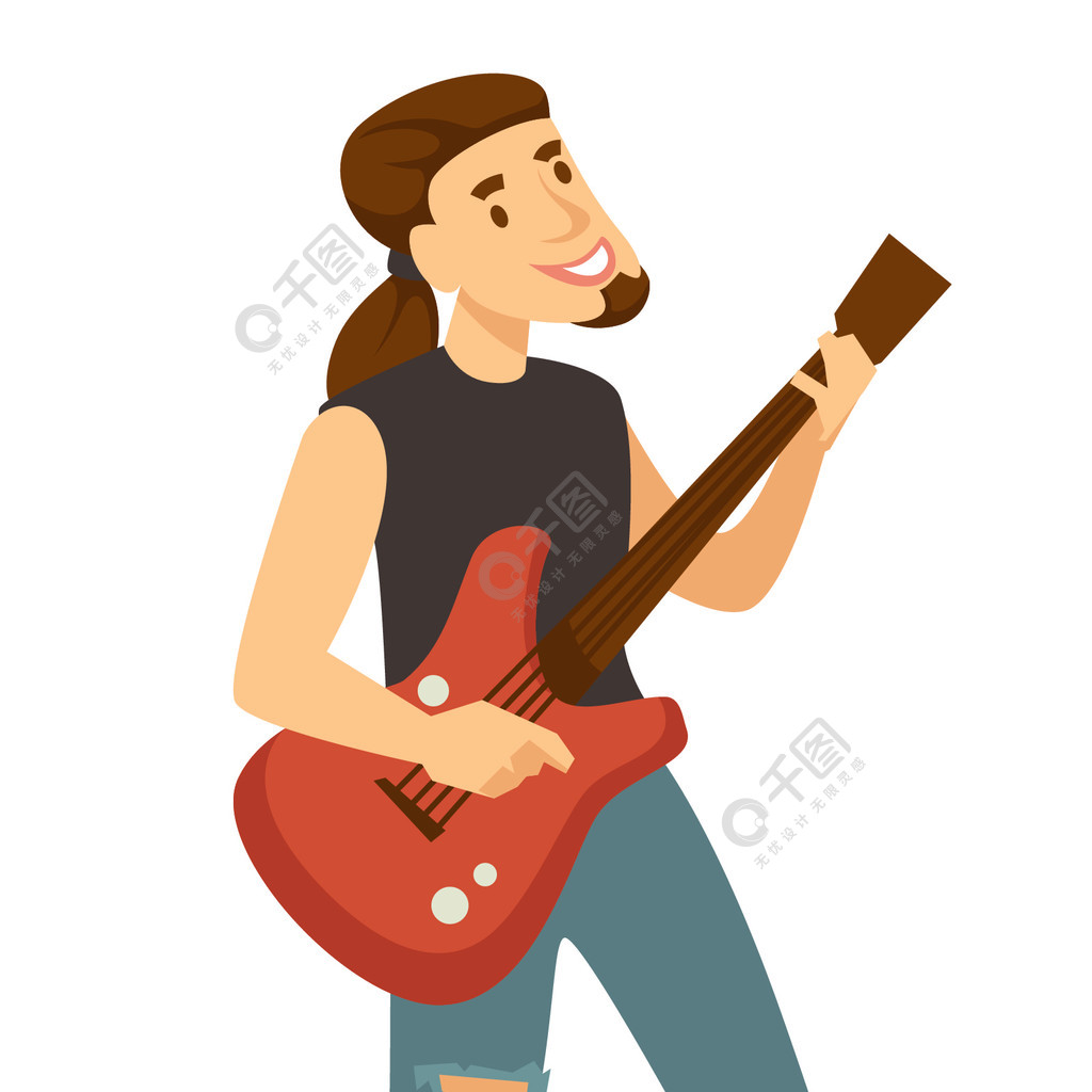 摇滚吉他手或音乐家孤立的男性角色