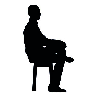 男人坐姿 年轻人坐在椅子上,腿抛出剪影图标黑色矢量插图平面样式简单