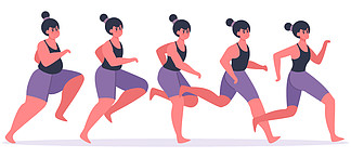 女孩减肥。<i>跑</i>步女性在减肥过程中，女性角色<i>慢</i><i>跑</i>和塑形，减肥阶段矢量图。女孩健身苗条，女人<i>慢</i><i>跑</i>和训练。女孩减肥。<i>跑</i>步女性在减肥过程中，女性角色<i>慢</i><i>跑</i>和塑形，减肥阶段 向量例证
