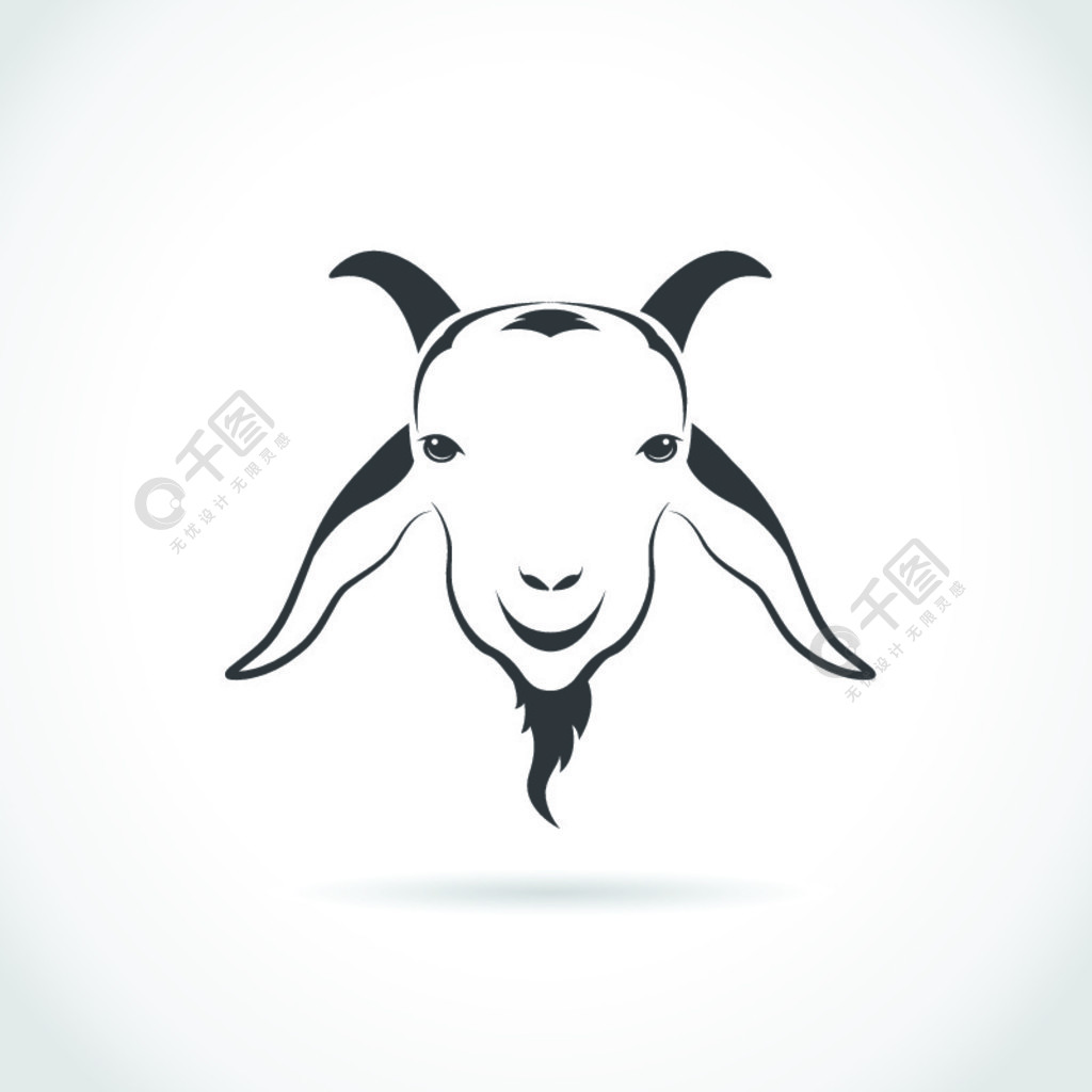 山羊头的矢量图像白色背景上山羊头的矢量图像