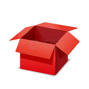 红盒子打开，纸，纸板。用于设计产品的矢量模板隔离样机。红盒子打开，纸，纸板。用于设计产品、包装、品牌的矢量模板隔离样机。