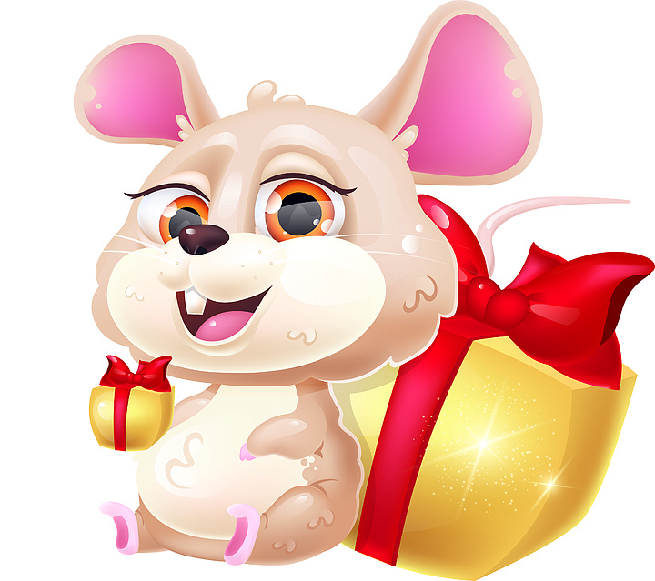 可爱的老鼠卡哇伊卡通矢量人物 2020年农历新年的生肖象征