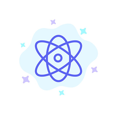 抽象云背景上的原子, 教育, 物理, 科学蓝色图标