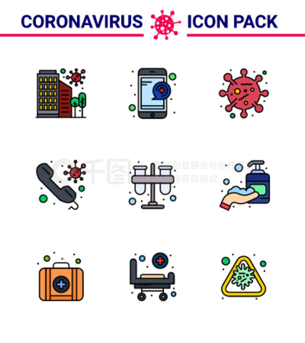 Covid-19 Protection CoronaVirus Pendamic 9 Filled Line Flat Colorͼ꼯onconsultquestioncallcoro