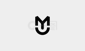 MU UM 字母会标标志设计矢量插图