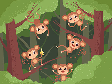 猴子怎么画挂在树上图片
