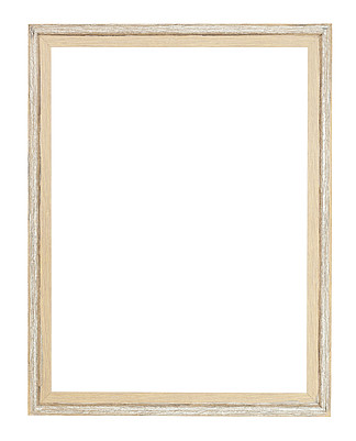 空荡荡的现代简单彩绘木制相框，白色背景上隔开剪裁<i>帆</i><i>布</i>