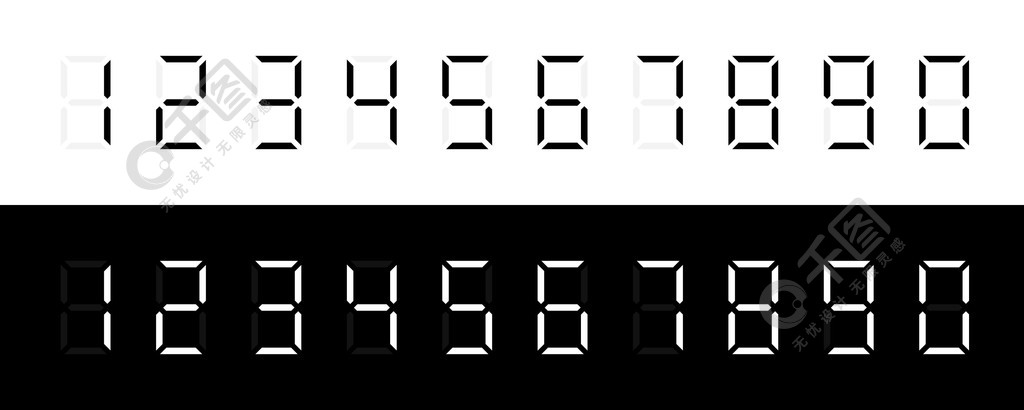 連續的數字數字數字從1到10白色和黑色背景上的數字數字矢量圖