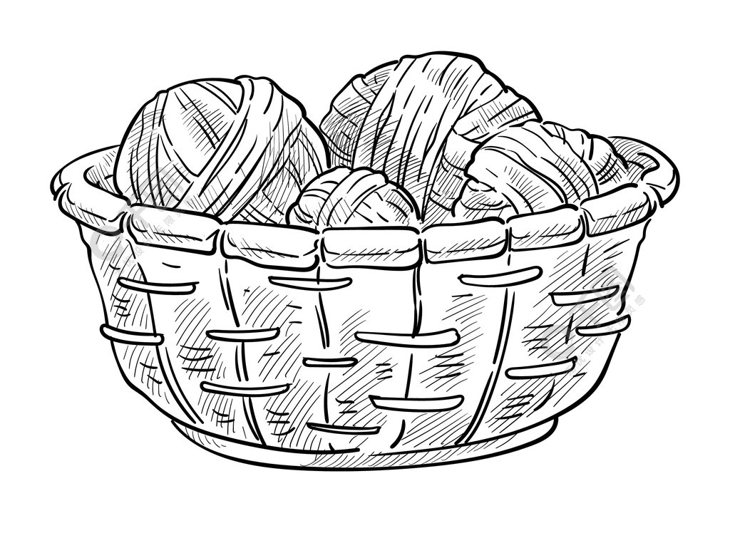 编织篮子素描图片