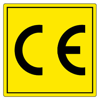 CE 标<i>志</i>符号符号、矢量图解、白色背景标签上的隔离.EPS10