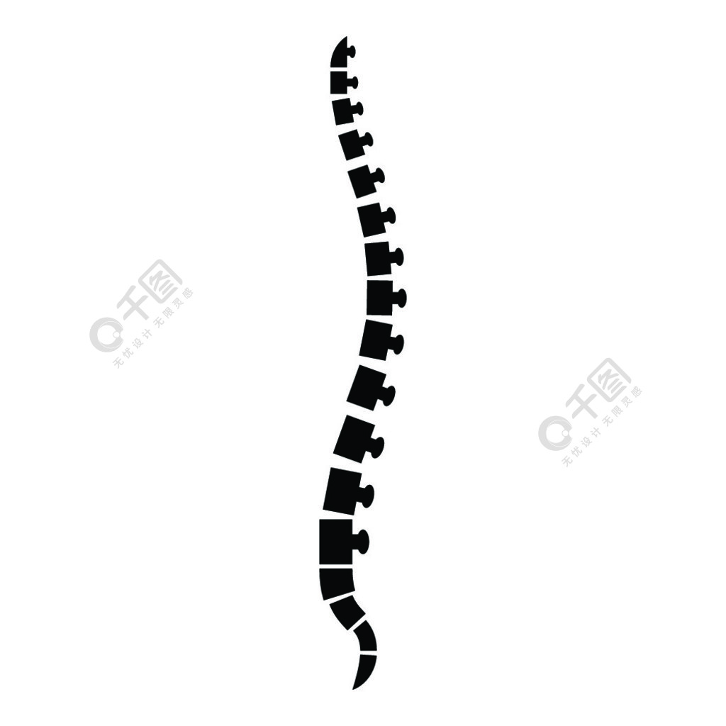 脊柱人体脊柱侧视图椎骨背椎图标黑色矢量插图平面样式简单图像