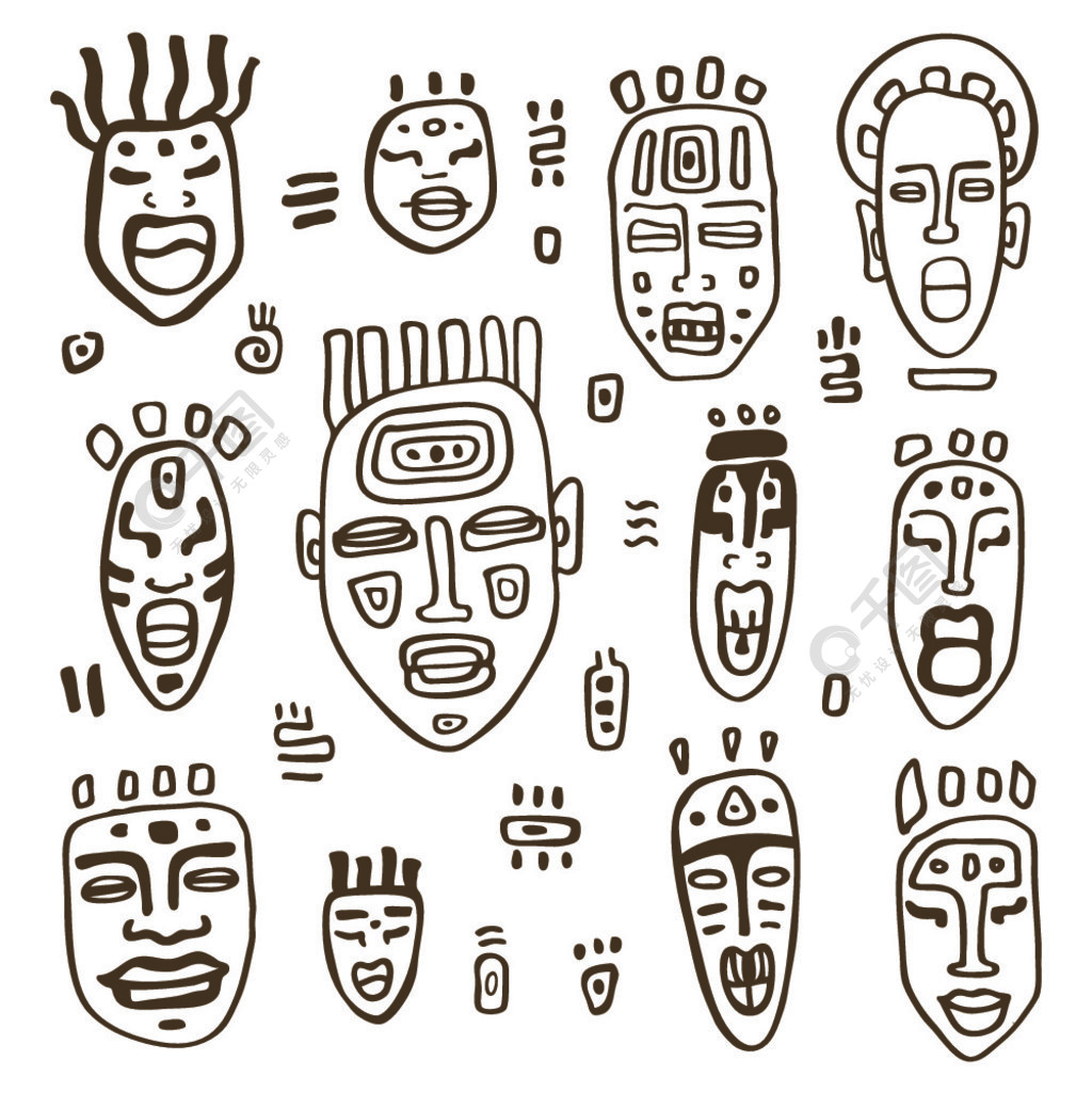 非洲脸谱手绘图片