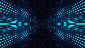 来自中心的蓝色发光粒子在黑色背景上形成光线。计算机生成的分形图像，3d 渲染。来自中心的蓝色发光粒子在黑色背景上形成光线。计算机生成的图像，3d 渲染