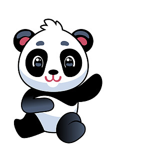 中国婴儿吉祥物,野生动物或动物园卡哇伊动物,简单的图标或标志设计