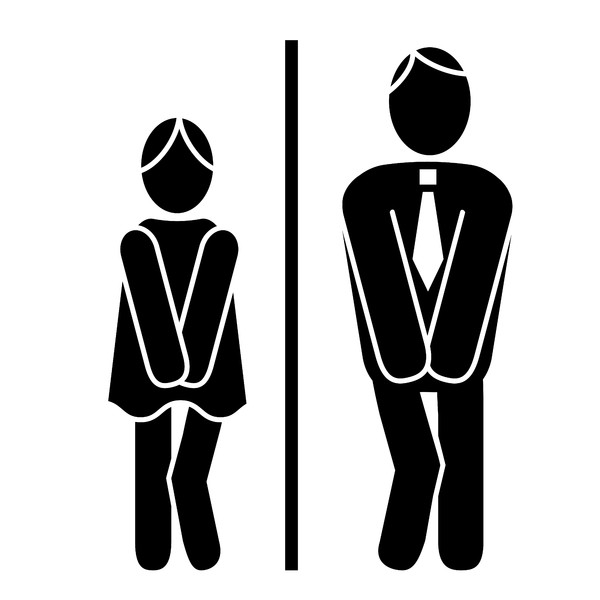 女士和男士剪影厕所门牌标志