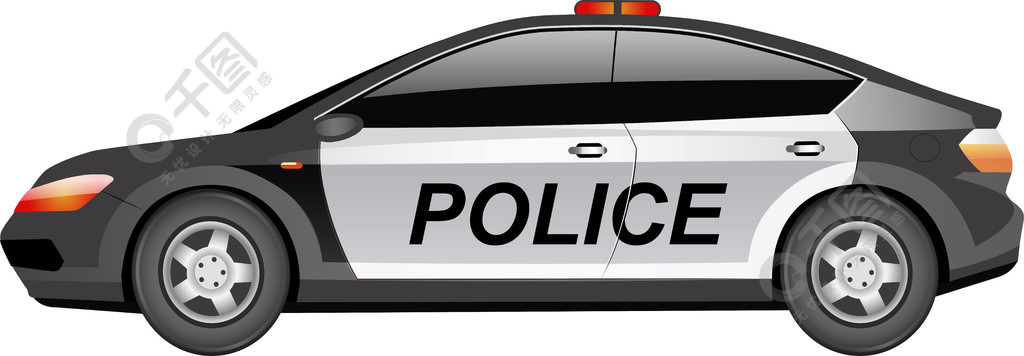 警察巡逻车卡通矢量图执法警察部队官员运输平彩物体警车现代轿车与