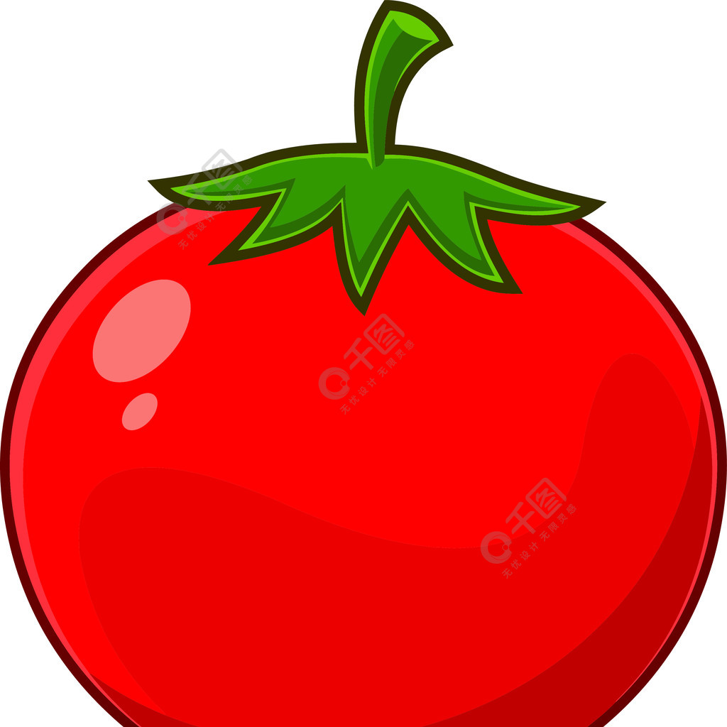 卡通新鲜红番茄在透明背景上隔离的矢量手绘插图