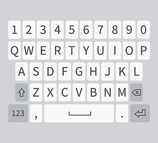 帶有英文字母,屏幕上的數字和標誌,用於數字設備的社交媒體鍵盤,ui