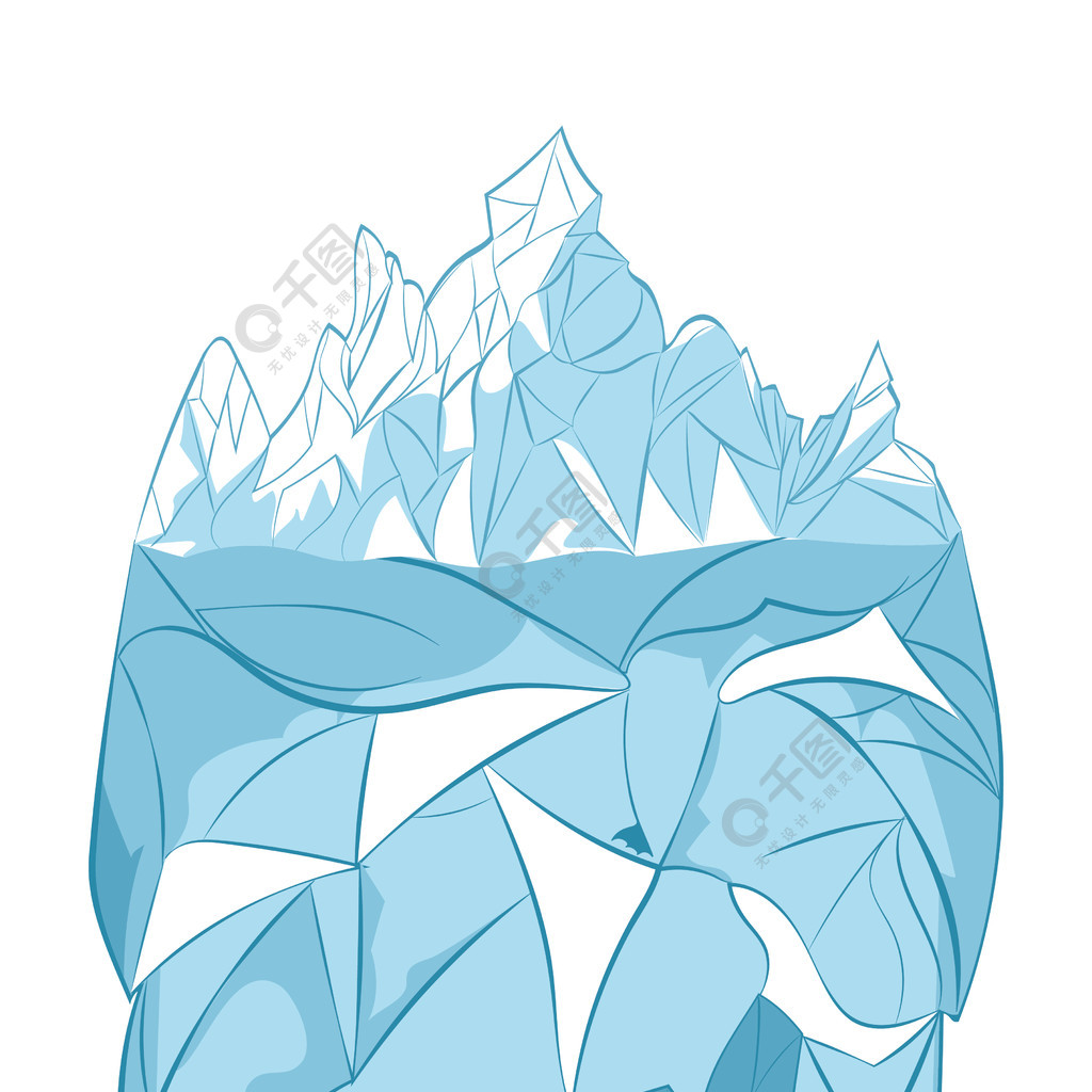 大海里的冰山插画图片_动漫卡通_插画绘画-图行天下素材网