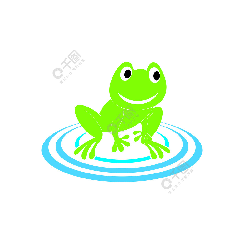 白色背景上的青蛙符号标志和模板