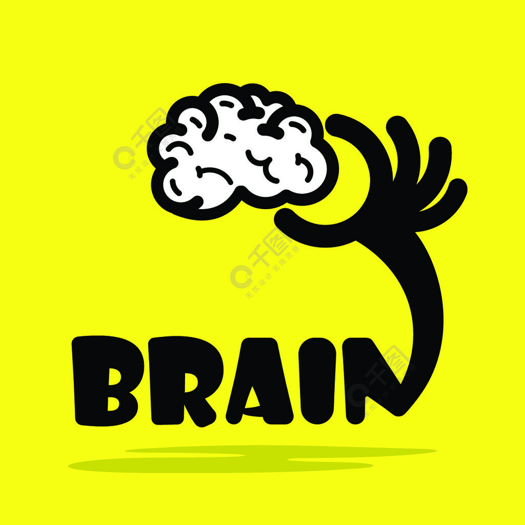创意大脑标志理念平面设计创意灵感创新发明有效思维知识和教育的概念